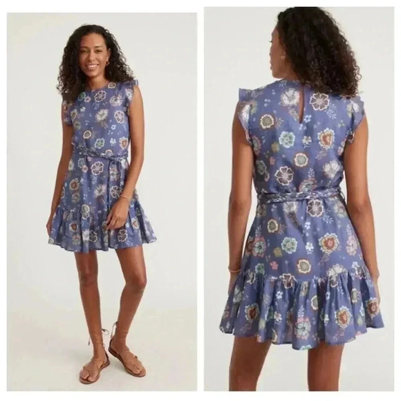 NWT Marine Layer Laney Hibiscus Tie-Waist Mini Dress size XS - Picture 1 of 15